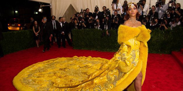 Rihanna arrives at The Metropolitan Museum of Art's Costume Institute benefit gala celebrating "China: Through the Looking Glass" on Monday, May 4, 2015, in New York. (Photo by Charles Sykes/Invision/AP)