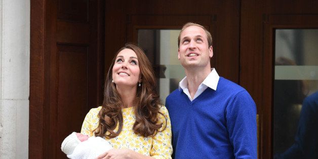 Photo by: KGC-03/STAR MAX/IPx 5/2/15 The Princess of Cambridge is seen outside the Lindo Wing of St. Mary's Hospital with her parents Prince William The Duke of Cambridge and Catherine The Duchess of Cambridge. The Princess was born on Saturday, May 2nd, 2015 at 8:34 AM weighing 8lbs. 3oz. (Star Max/IPX via AP Images)