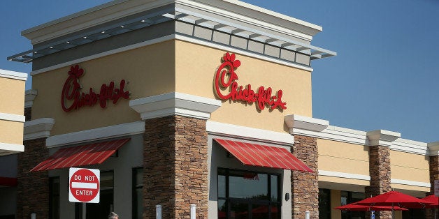 SPRINGFIELD, VA - JULY 26: A man passes by a Chick-fil-A July 26, 2012 in Springfield, Virginia. The recent comments on supporting traditional marriage which made by Chick-fil-A CEO Dan Cathy has sparked a big debate on the issue. (Photo by Alex Wong/Getty Images)