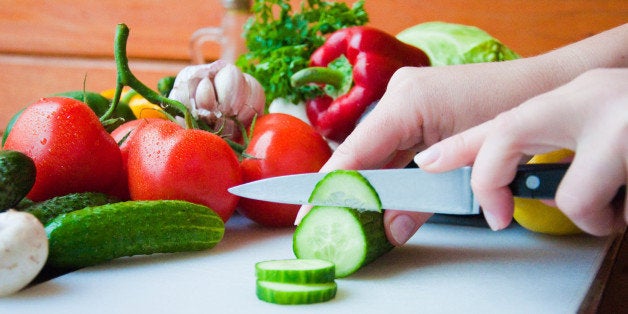 preparation of salads. healthy...