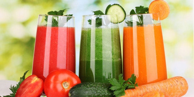 fresh vegetable juices on...