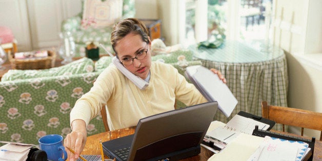 Businesswoman talking on a telephone