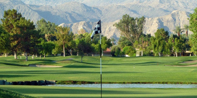 Palm Springs Golf Course Green with Mountains in Background