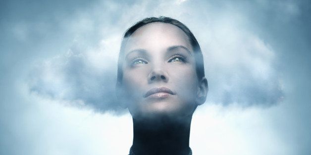 Pacific Islander woman with her head in the clouds