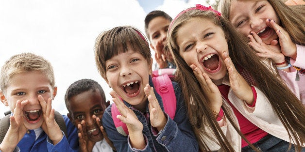 School children shouting outside