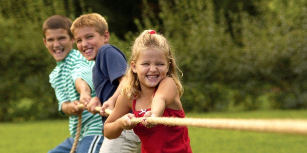 Kids playing tug of war