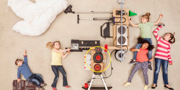 Children experimenting with new weather machine