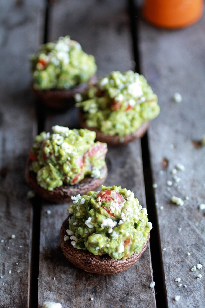 Blue Cheese Guacamole Stuffed Mushrooms