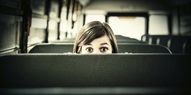 Terrified Student hiding in School bus