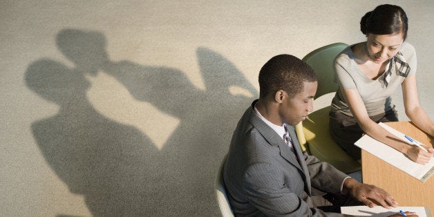 office workers with revealing shadows