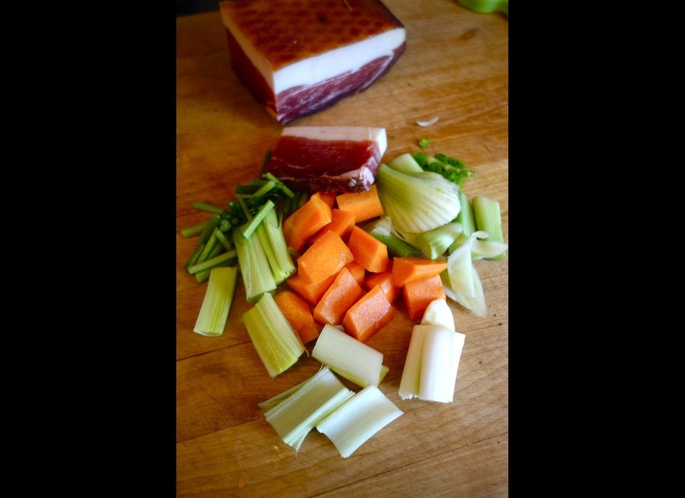 The aromatics ready for the food processor