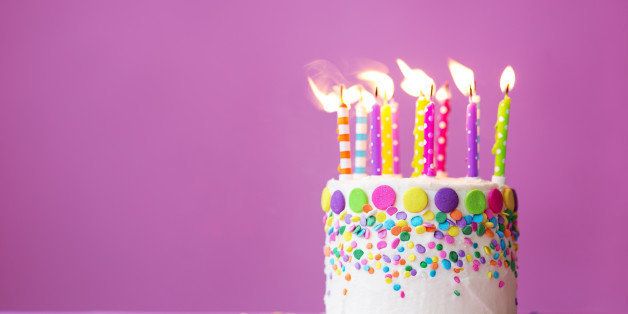 Birthday cake on a pink background