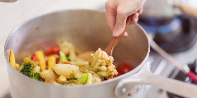 Some potatoes, broccoli and cauliflowers are cooked.