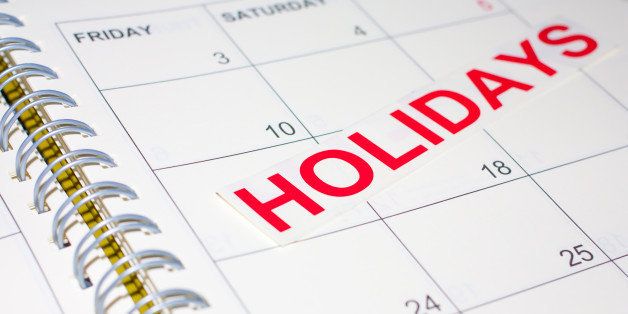 holidays word on the calendar