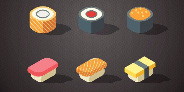 Flat Isometric Icons Sushi