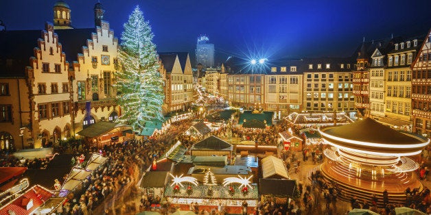 Traditional christmas market in the historic center of Frankfurt, Germany