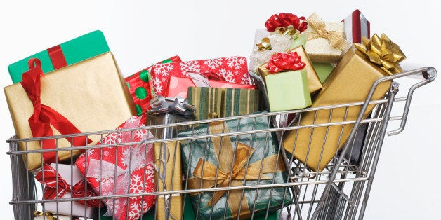 Shopping Cart Full of Christmas Presents