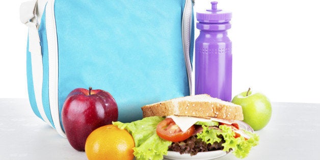 Closeup of a packed school lunch for child. shot in studio