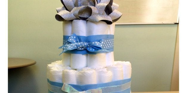 Baby Shower Cake Made From Diapers