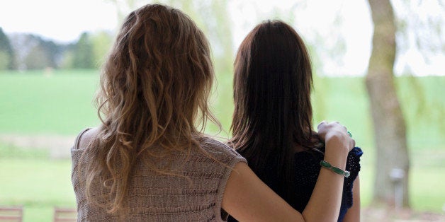 Rear view of a woman with her mother