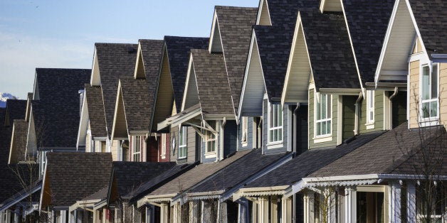 Real estate. A row of new townhouses.