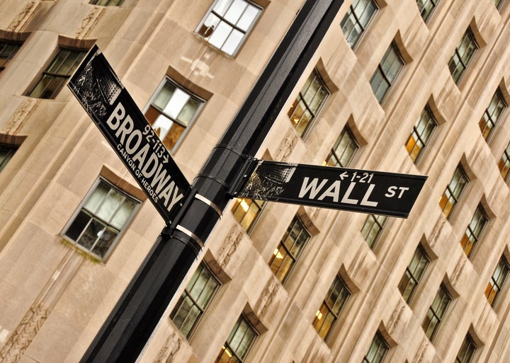 wall street and broadway street ...