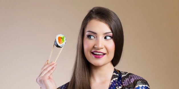 Japanese woman with futomaki