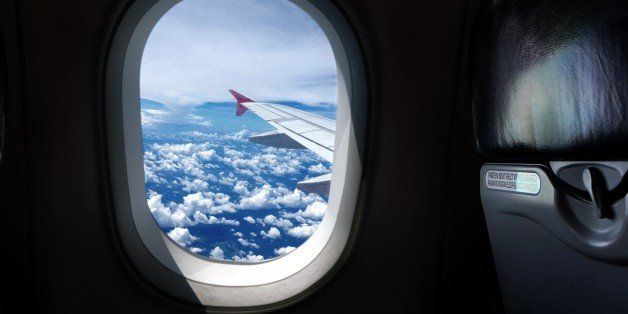 Airplane window seat with view