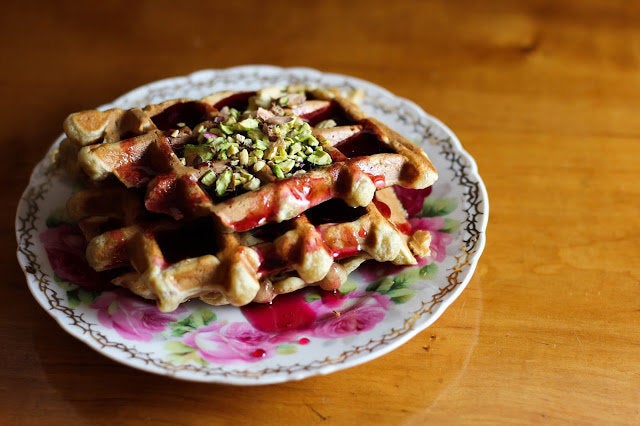 Potato Waffles and Pomegranate Molasses