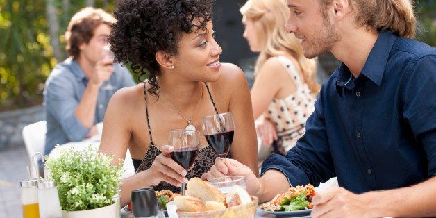 USA, California, Los Angeles, Couple dining in outdoor restaurant