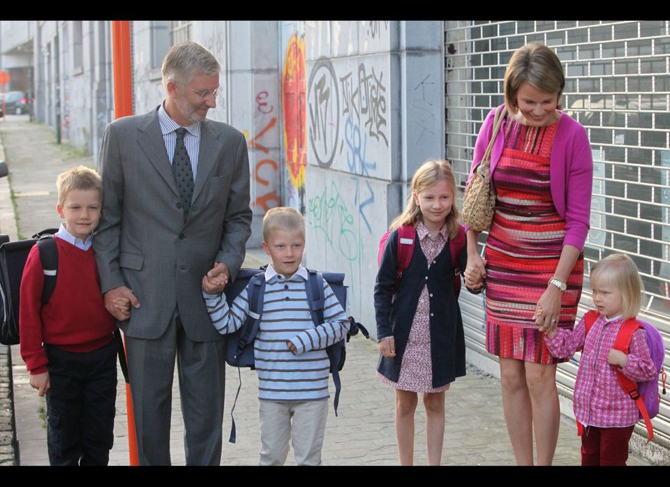 Prince Gabriel, Prince Philippe, Prince Emmanuel, Princess Elisabeth, Princess Mathilde & Princess Eleonore