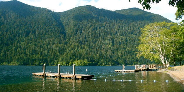 The old swimming hole at summer camp on the lake