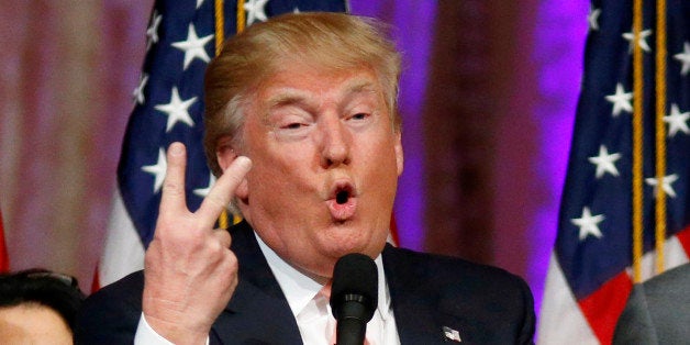 Republican presidential candidate Donald Trump speaks to supporters at his primary election night event at his Mar-a-Lago Club in Palm Beach, Fla., Tuesday, March 15, 2016. (AP Photo/Gerald Herbert)