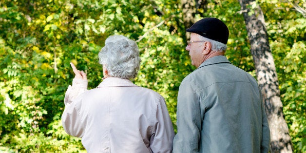 beautiful senior couple walking ...