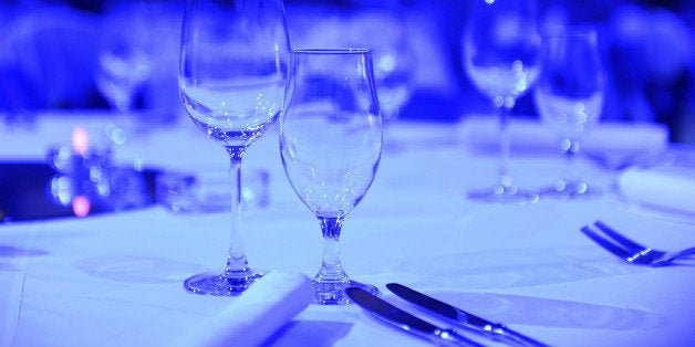 Glasses on the table for a dinner party