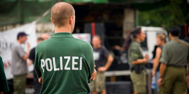 Policemen in berlin, germany, during a public manifestation.