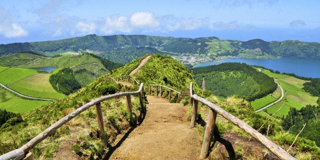 Hiking path along the crater lakes of Sao Miguel