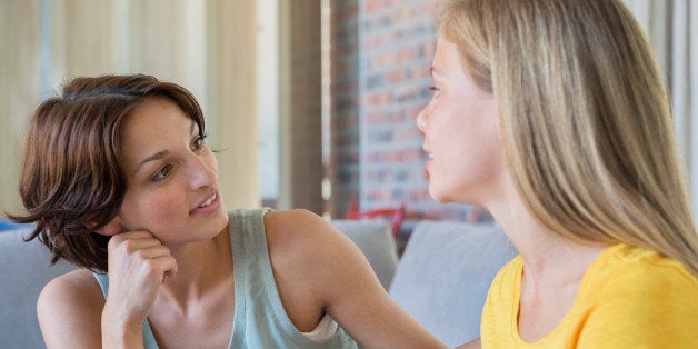 Woman talking to her daughter