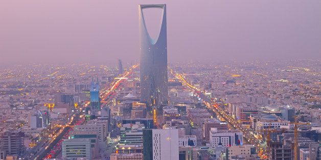 Riyadh, Saudi Arabia. the Kingdom tower is visible in the cityscape. 