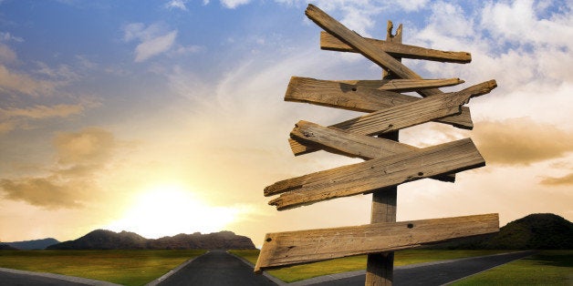 Concept of being lost with a roadsign