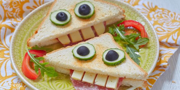 Funny sandwich for kids lunch on a table