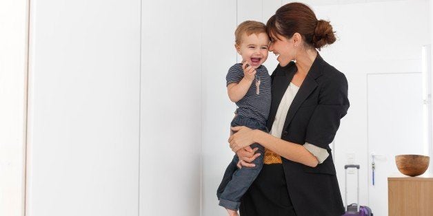 Mother returning from business trip