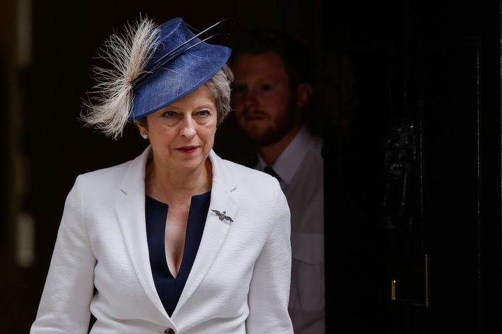 Theresa May departs following a cabinet meeting at number 10 Downing Street in London. 