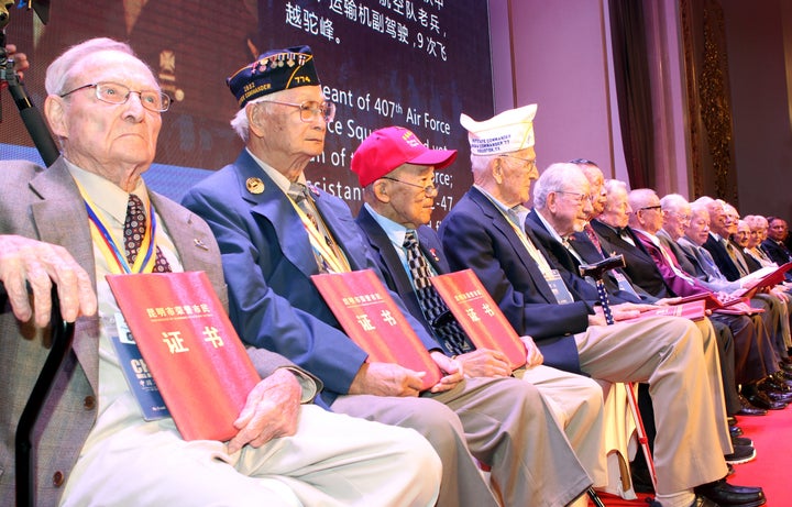 Flying Tiger veterans receive honorary citizenship from the city of Kunming, China, on Sept. 6, 2015.