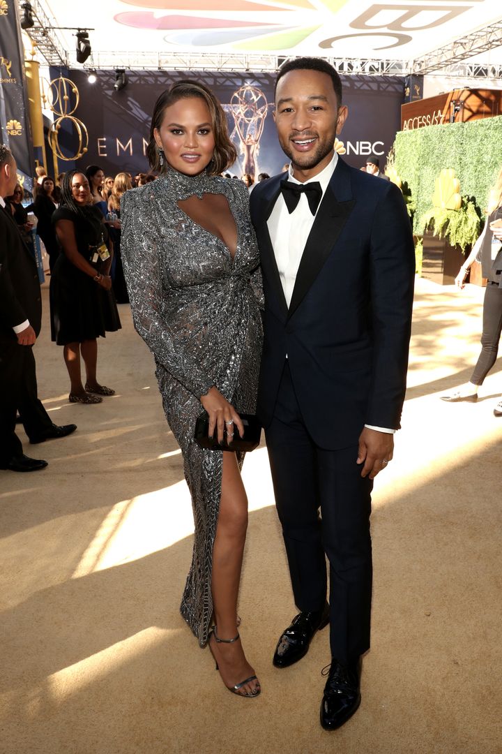 Chrissy Teigen and actor/singer John Legend arrive to the 70th Annual Primetime Emmy Awards.