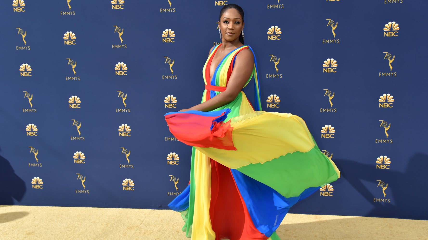 rainbow dress red carpet 'Mrs. Maisel,' 'Game of Thrones' win big at Emmys