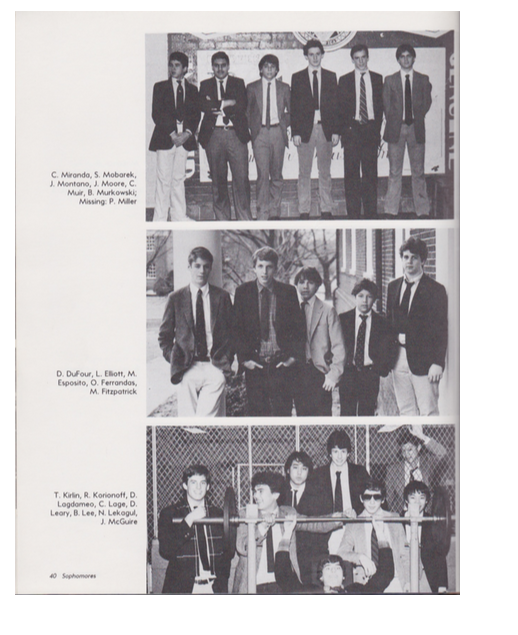 From the 1983/1984 Georgetown Prep yearbook, Brian Murkowski is in the top photo on the far right.