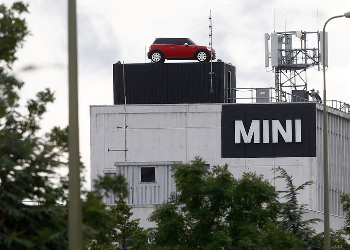 A MINI is seen on top of the car making plant in Oxford.