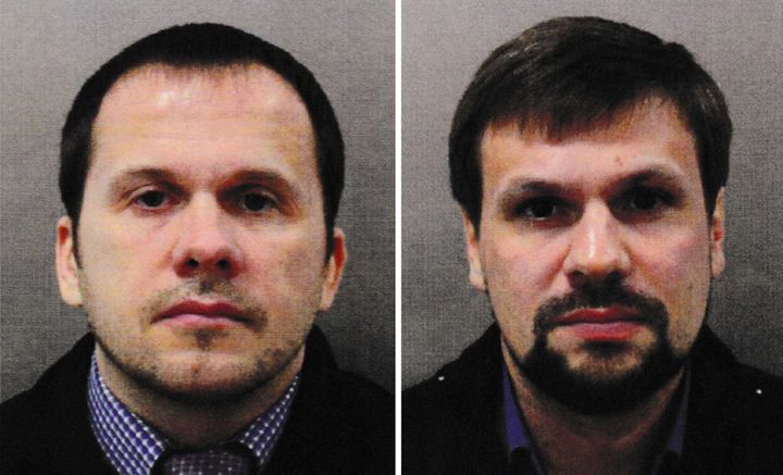 Salisbury nerve agent attack suspects Alexander Petrov (left) and Ruslan Boshirov