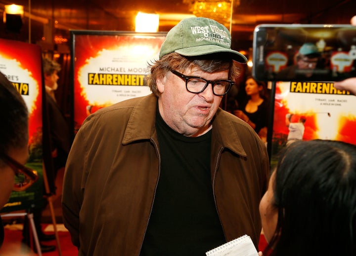 "Fahrenheit 11/9" director Michael Moore talks to HuffPost at the documentary's Washington premiere on Monday.